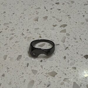 Black part Ying Yang with Silver jewel Accent